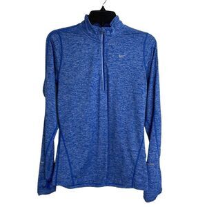 Nike Dri-Fit Element Half Zip Long Sleeve Running Top Heather Blue Size S
